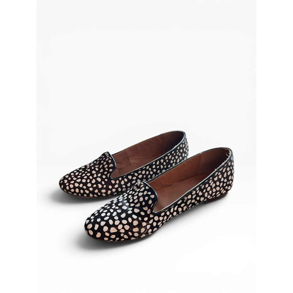 J Crew Cora Calf Hair Smoking Loafer Women 8.5 Spotted Animal Print SlipOn Flats